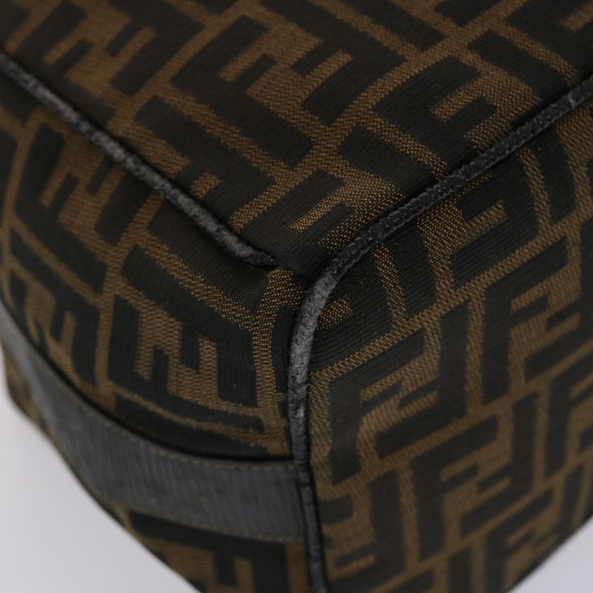 FENDI Zucca Canvas Vanity pouch Hand Bag Nylon Brown Black 50427