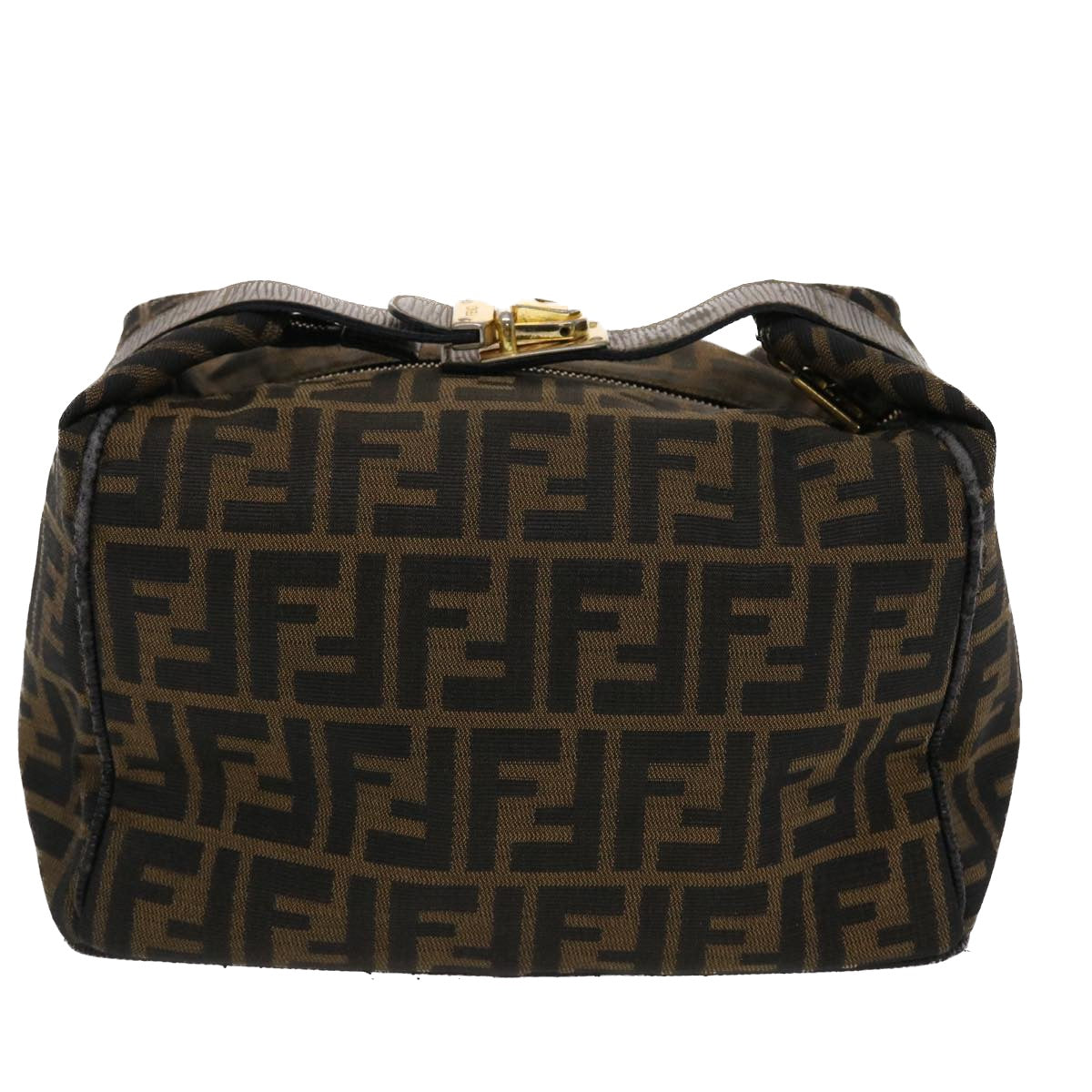 FENDI Zucca Canvas Vanity pouch Hand Bag Nylon Brown Black 50427