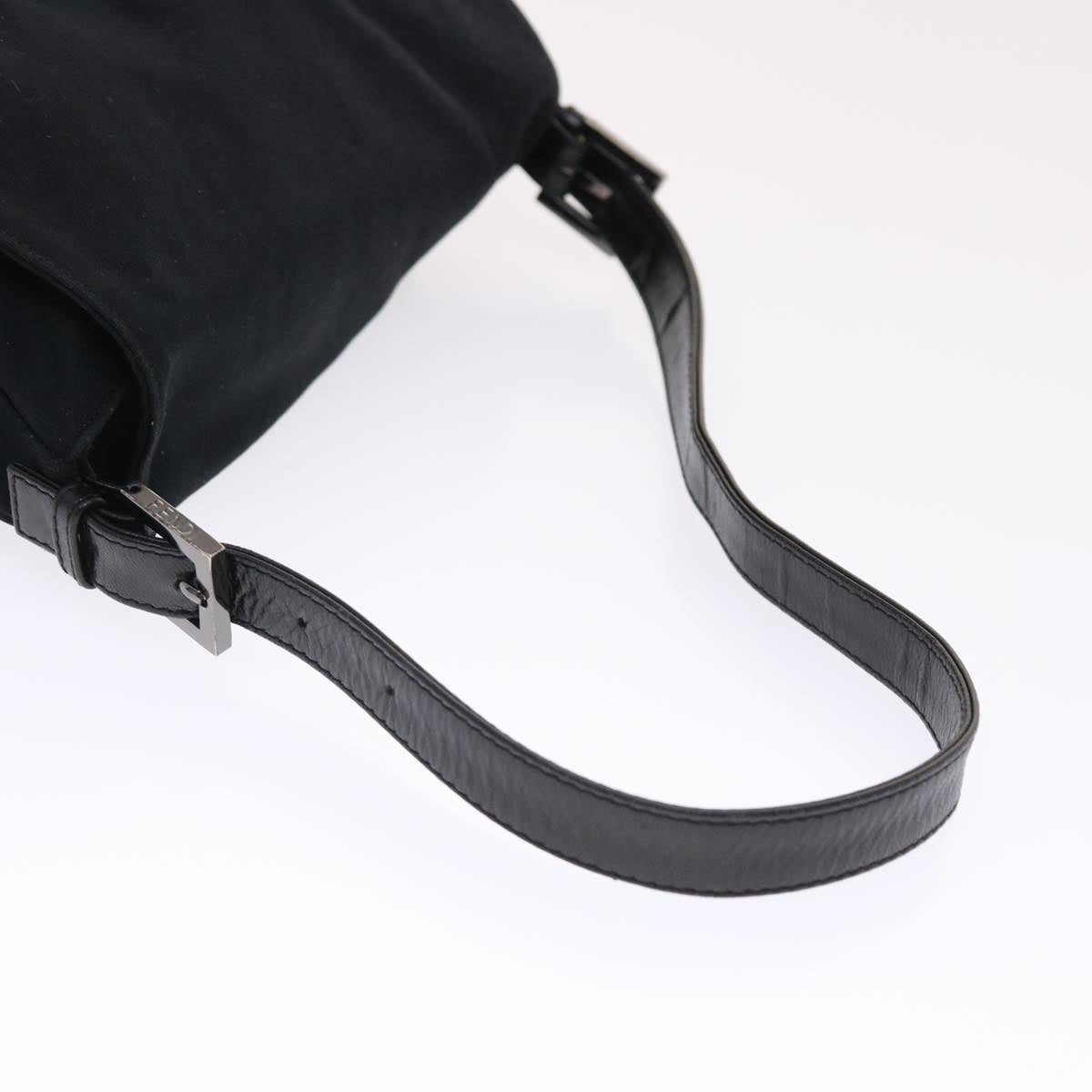 FENDI Mamma Baguette Shoulder Bag Nylon Black 50430