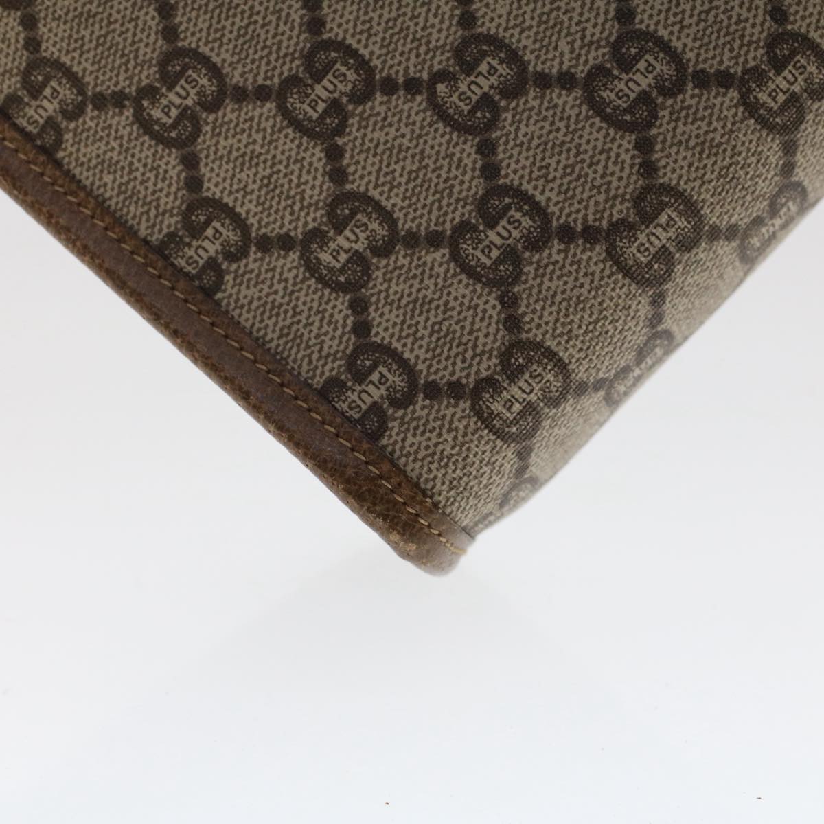 GUCCI PLUS GG Canvas Clutch Bag PVC Leather Beige 50530