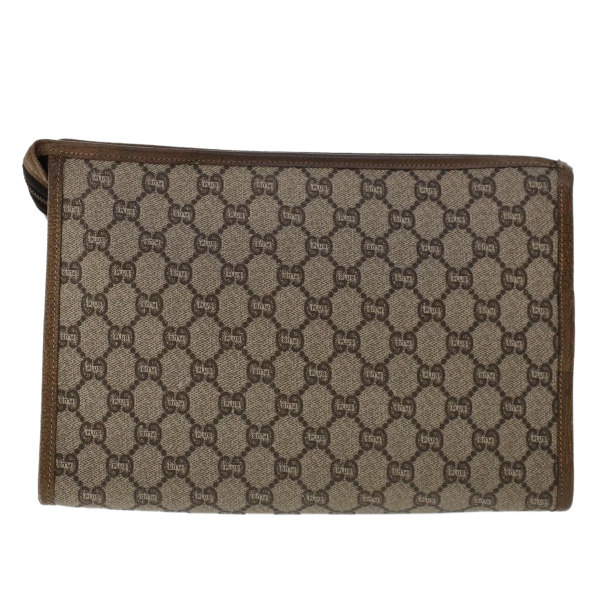 GUCCI PLUS GG Canvas Clutch Bag PVC Leather Beige 50530