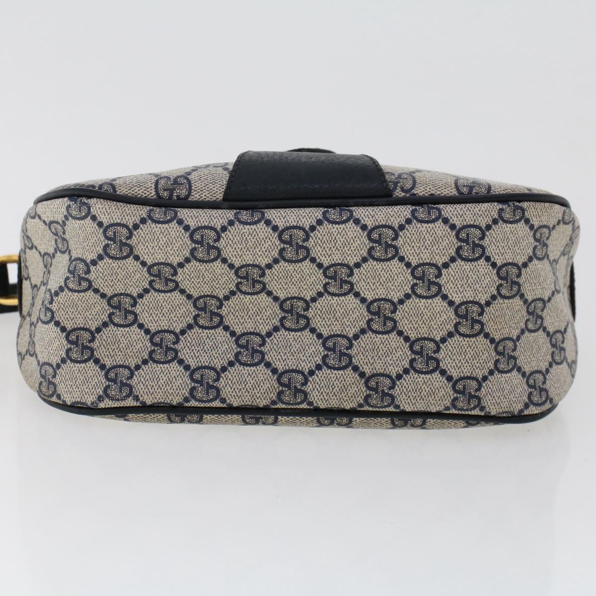 GUCCI GG Canvas Sherry Line Shoulder Bag PVC Leather Navy Red 50566