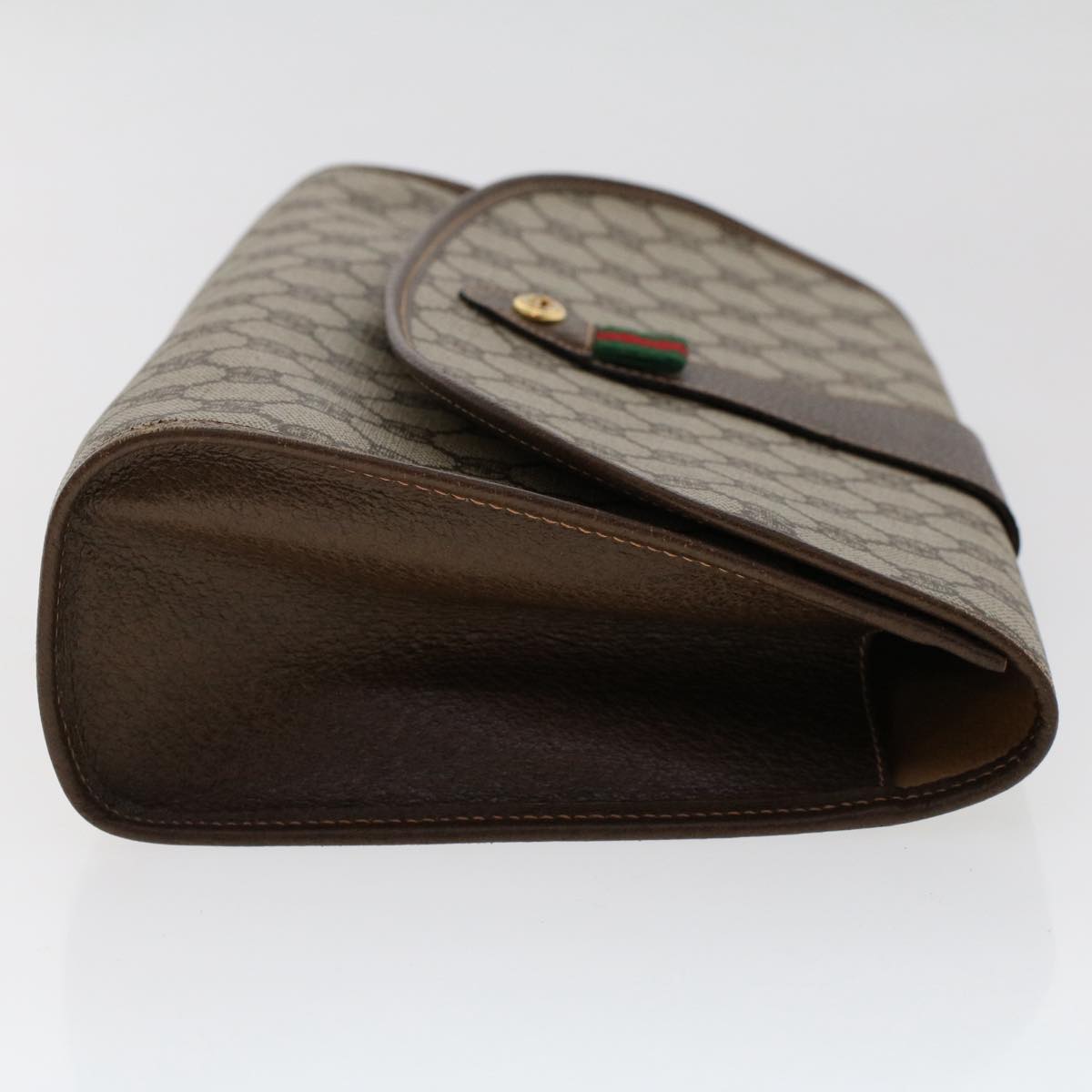 GUCCI GG Canvas Web Sherry Line Clutch Bag PVC Leather Beige Red 50570