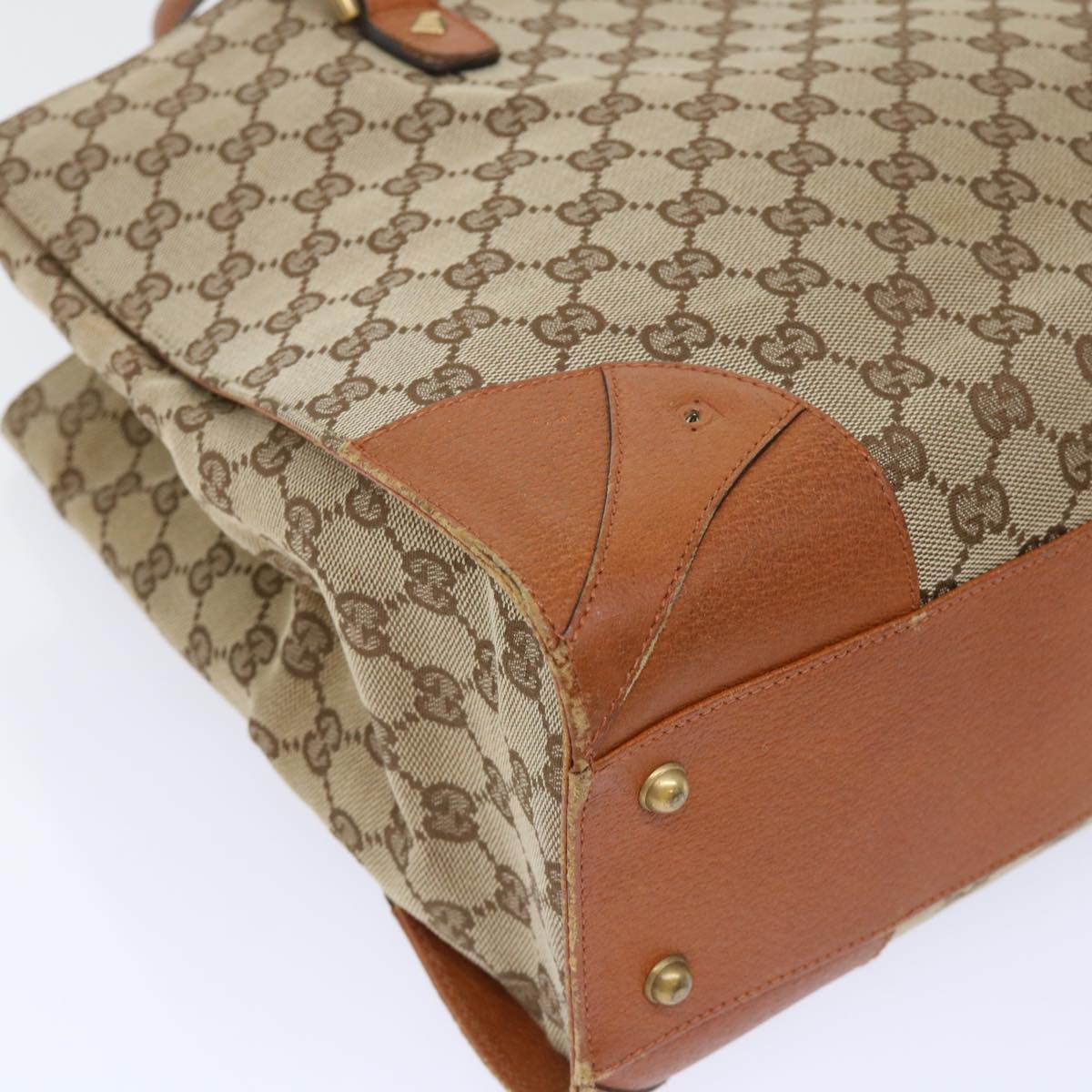 GUCCI GG Canvas Hand Bag Beige Brown 120897 50574