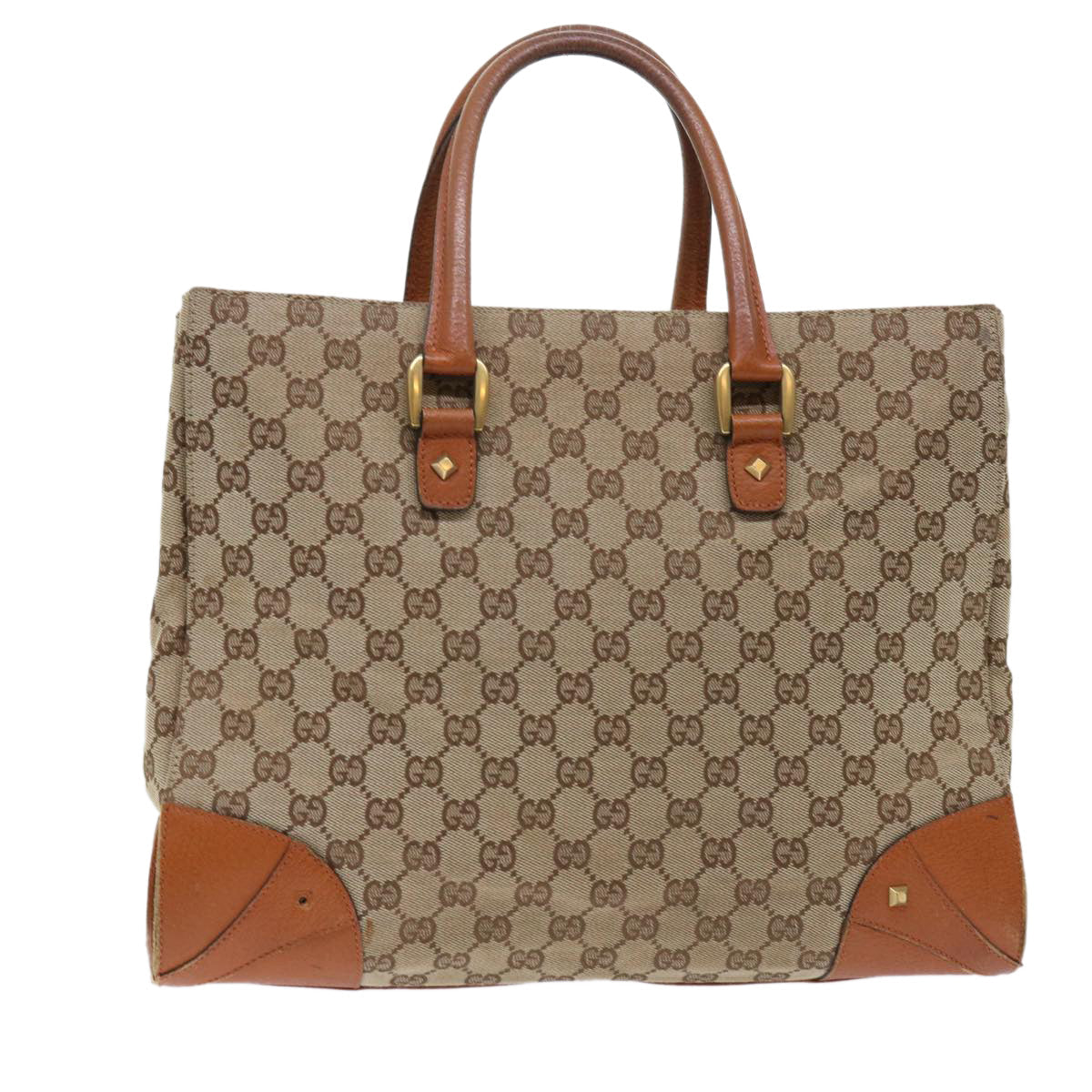 GUCCI GG Canvas Hand Bag Beige Brown 120897 50574