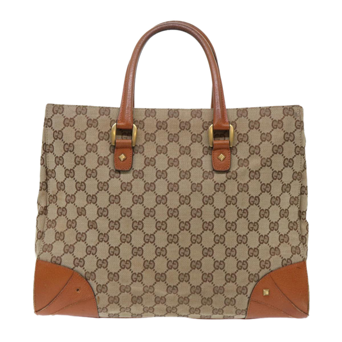 GUCCI GG Canvas Hand Bag Beige Brown 120897 50574