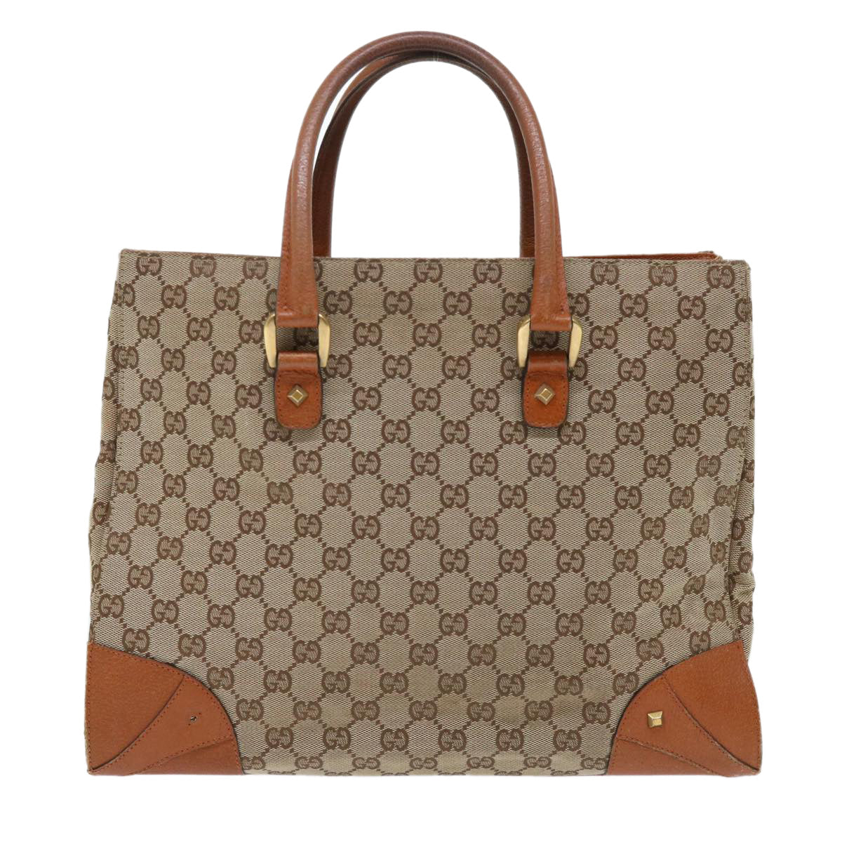 GUCCI GG Canvas Hand Bag Beige Brown 120897 50574