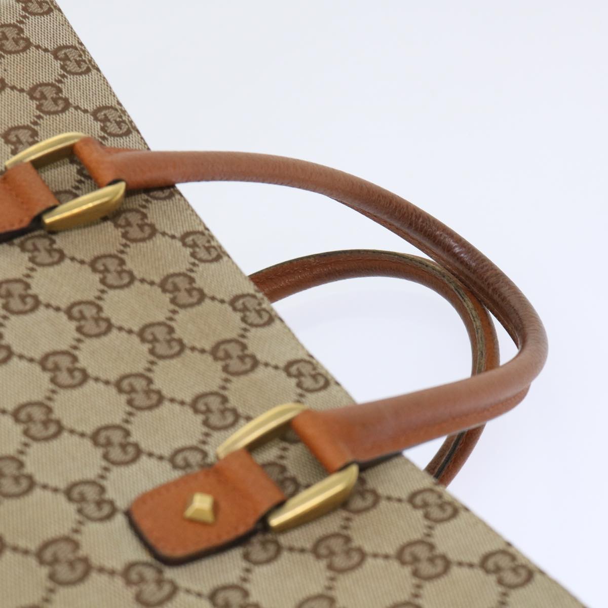 GUCCI GG Canvas Hand Bag Beige Brown 120897 50574