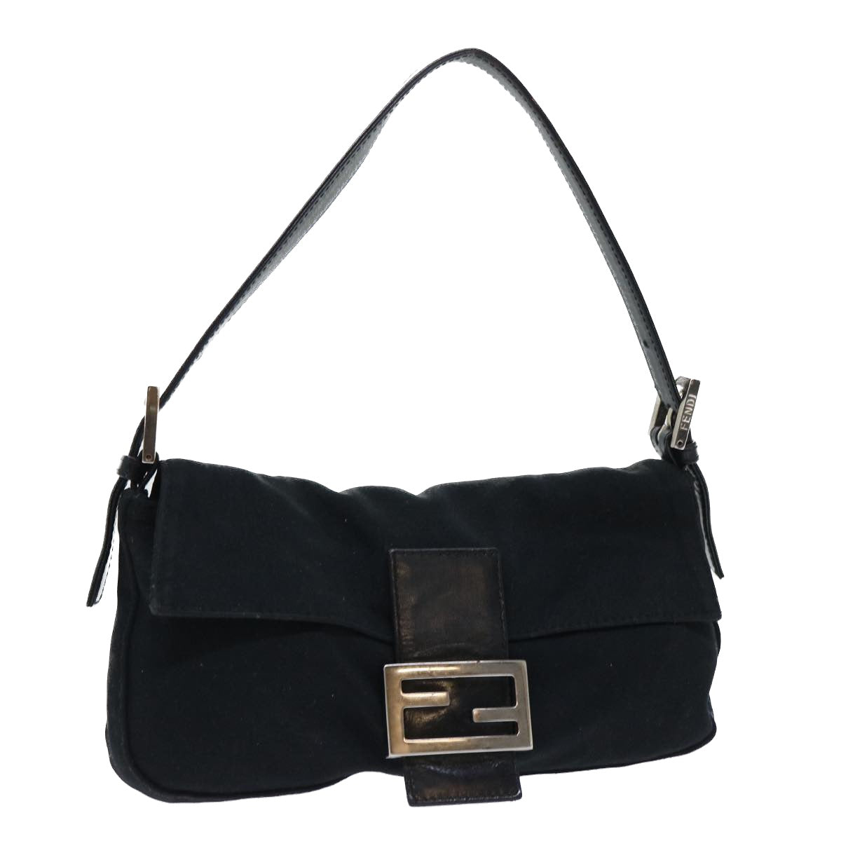 FENDI Mamma Baguette Shoulder Bag Nylon Black 50576