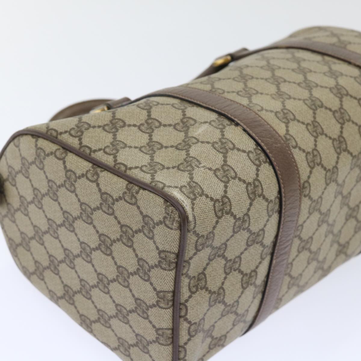 GUCCI GG Canvas Boston Bag PVC Leather Beige 50592