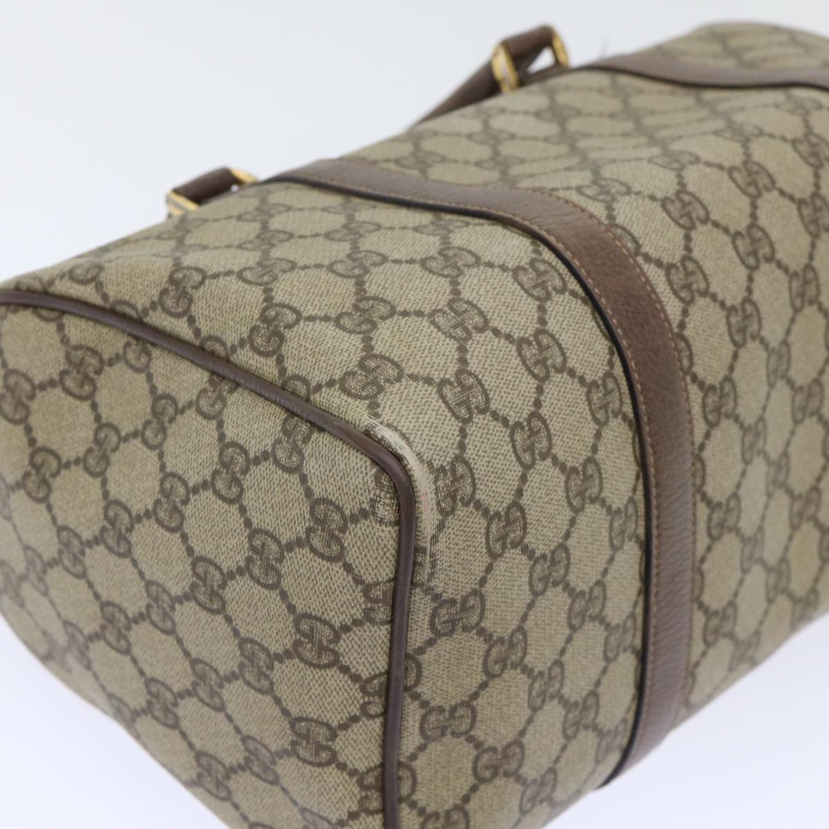 GUCCI GG Canvas Boston Bag PVC Leather Beige 50592