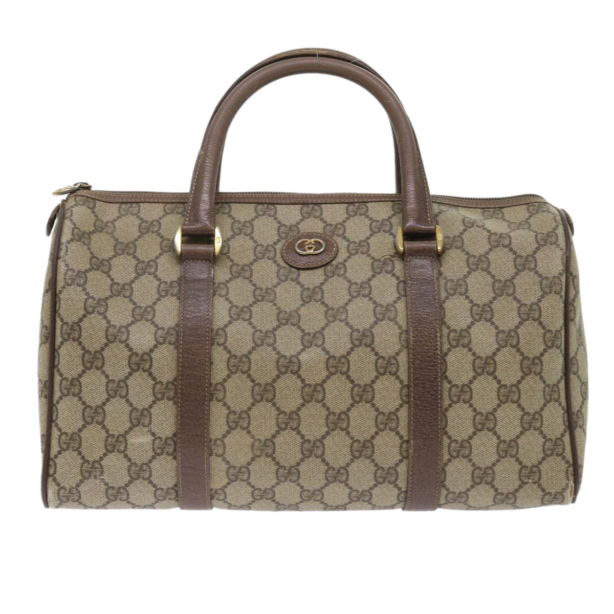 GUCCI GG Canvas Boston Bag PVC Leather Beige 50592