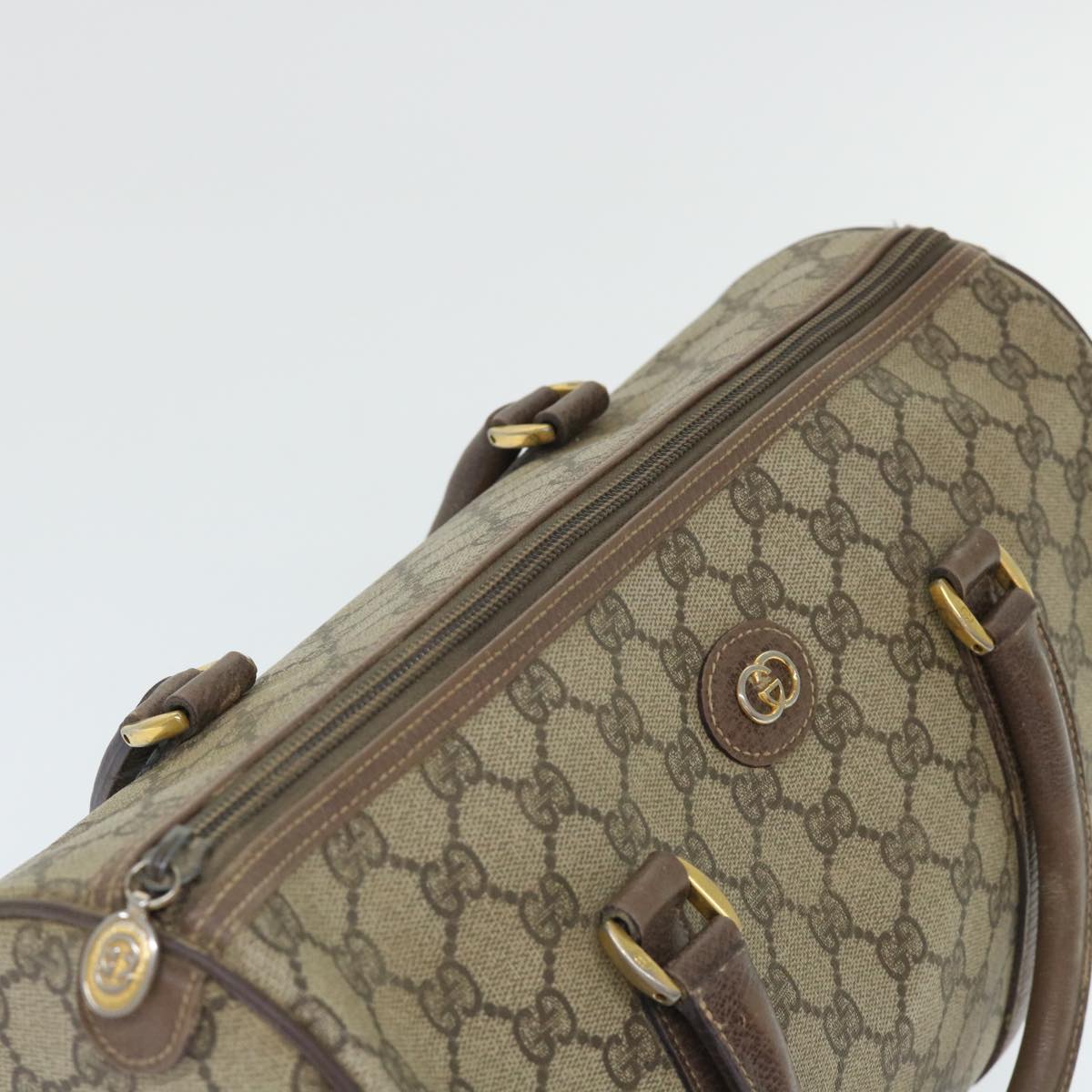 GUCCI GG Canvas Boston Bag PVC Leather Beige 50592
