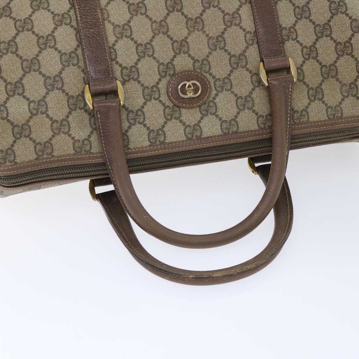 GUCCI GG Canvas Boston Bag PVC Leather Beige 50592