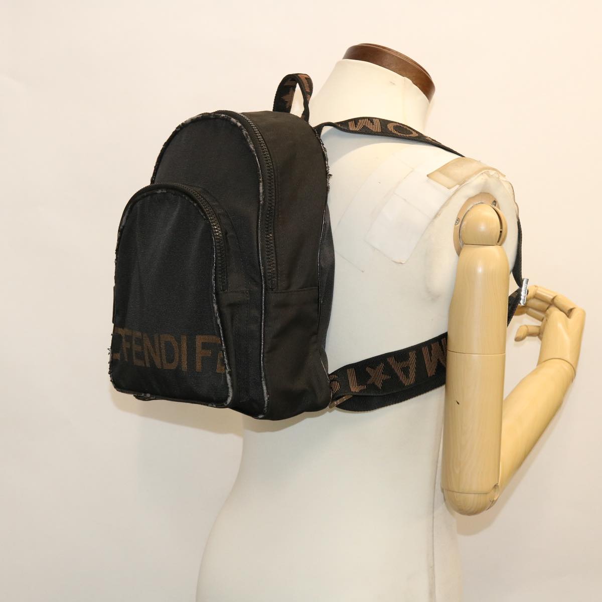 FENDI Backpack Nylon Black 50596