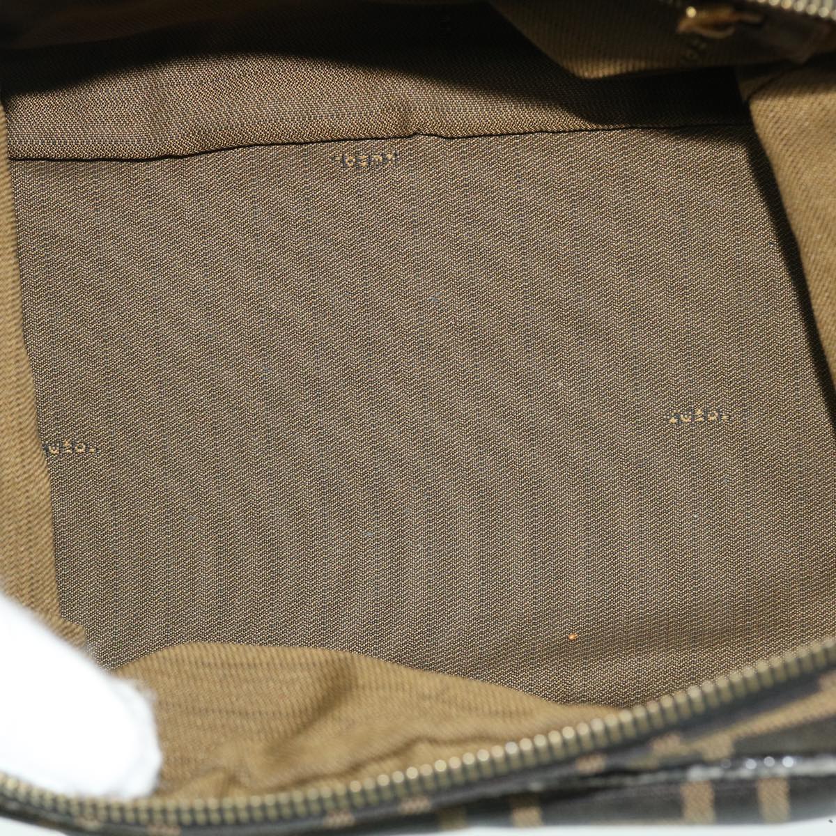 FENDI Zucca Canvas Shoulder Bag Nylon Leather Brown Black 50745