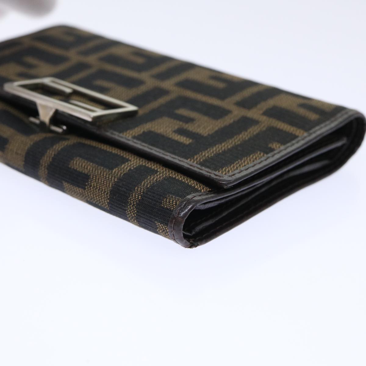 FENDI Zucca Canvas Wallet Black Brown 50751