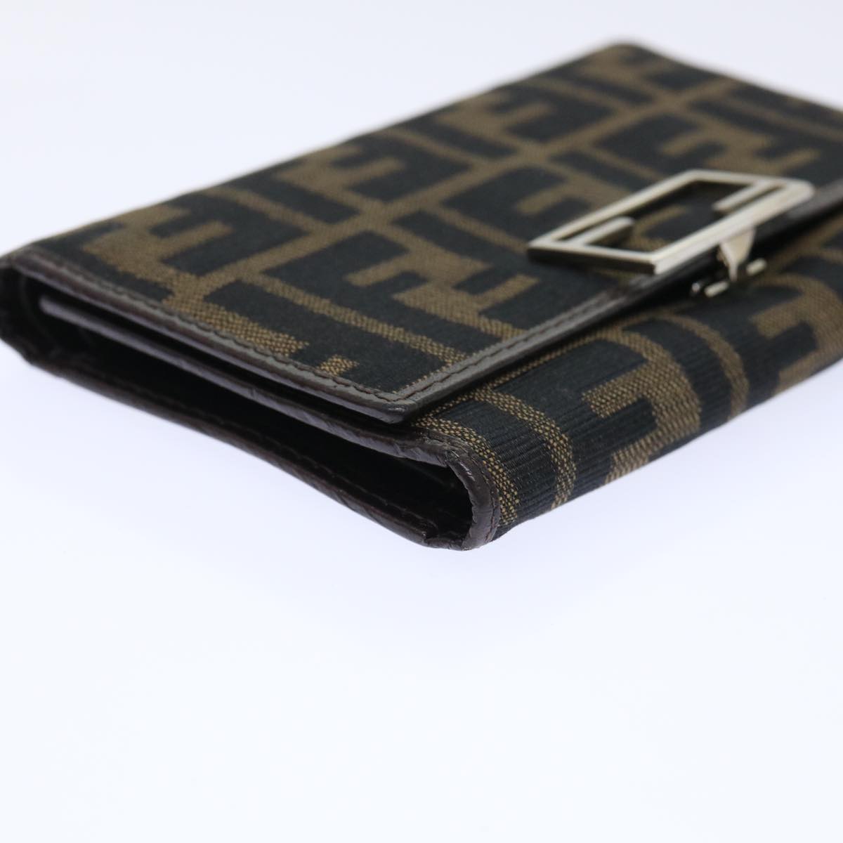 FENDI Zucca Canvas Wallet Black Brown 50751