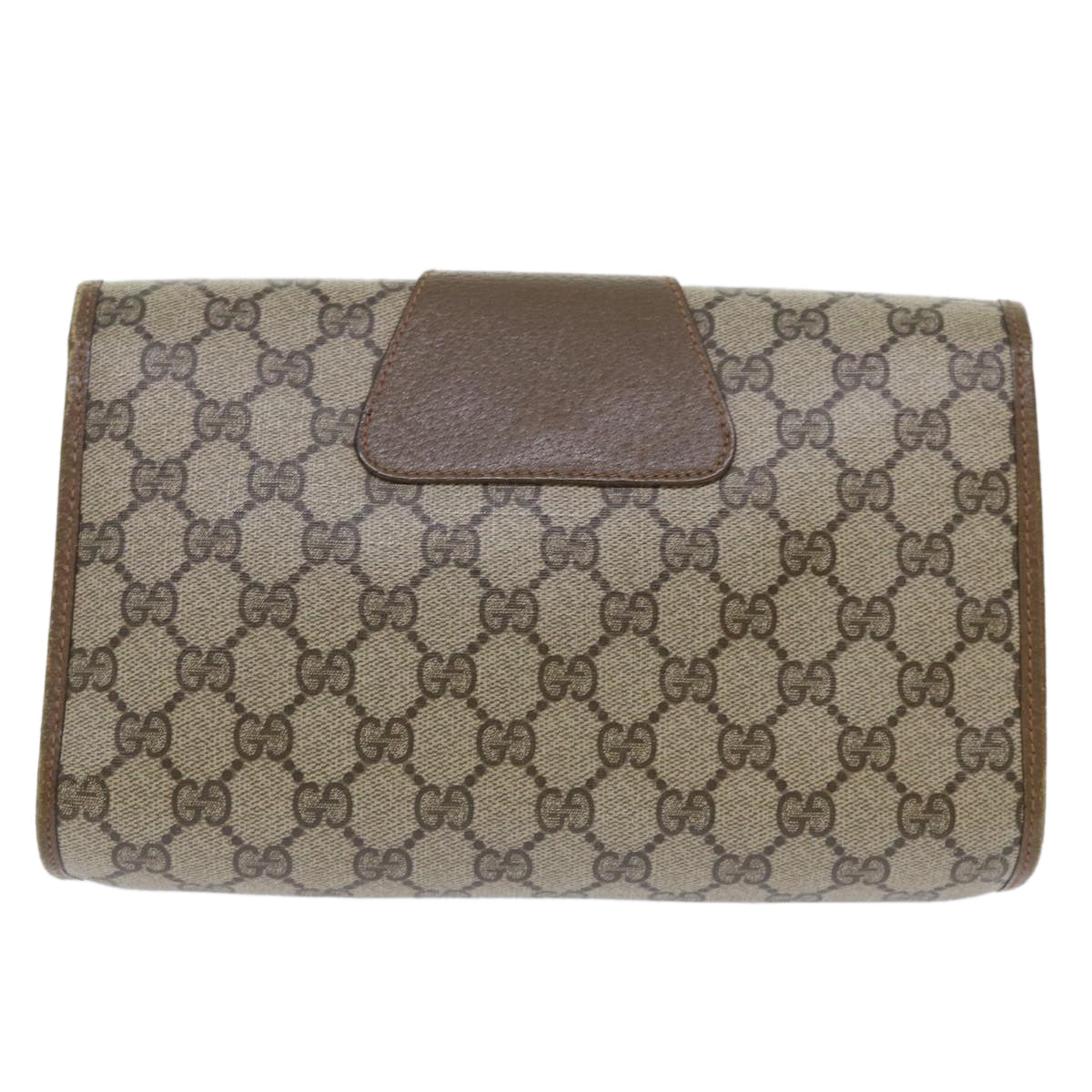 GUCCI GG Canvas Web Sherry Line Clutch Bag PVC Leather Beige Red 50794