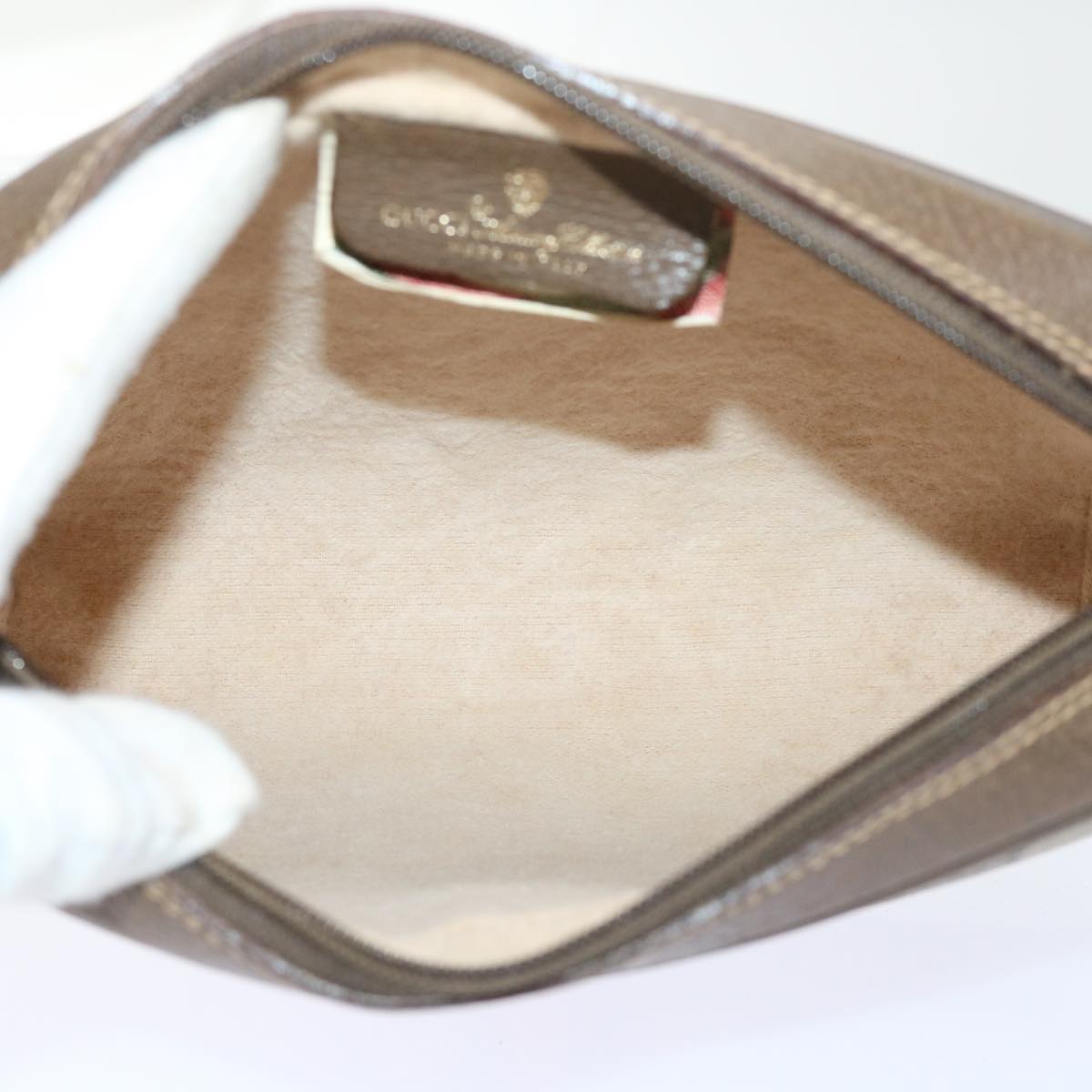 GUCCI GG Canvas Web Sherry Line Clutch Bag PVC Leather Beige Red 50795