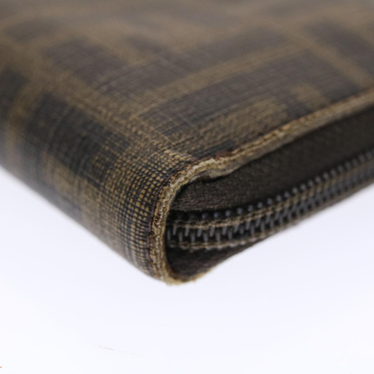 FENDI Zucca Canvas Long Wallet Black Brown 50814