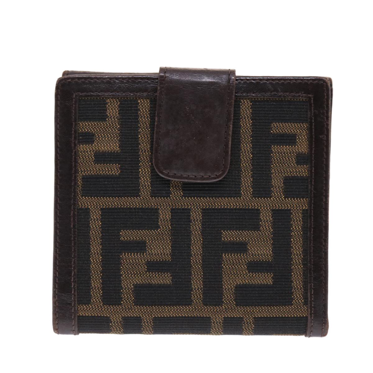 FENDI Zucca Canvas Wallet Black Brown 50832