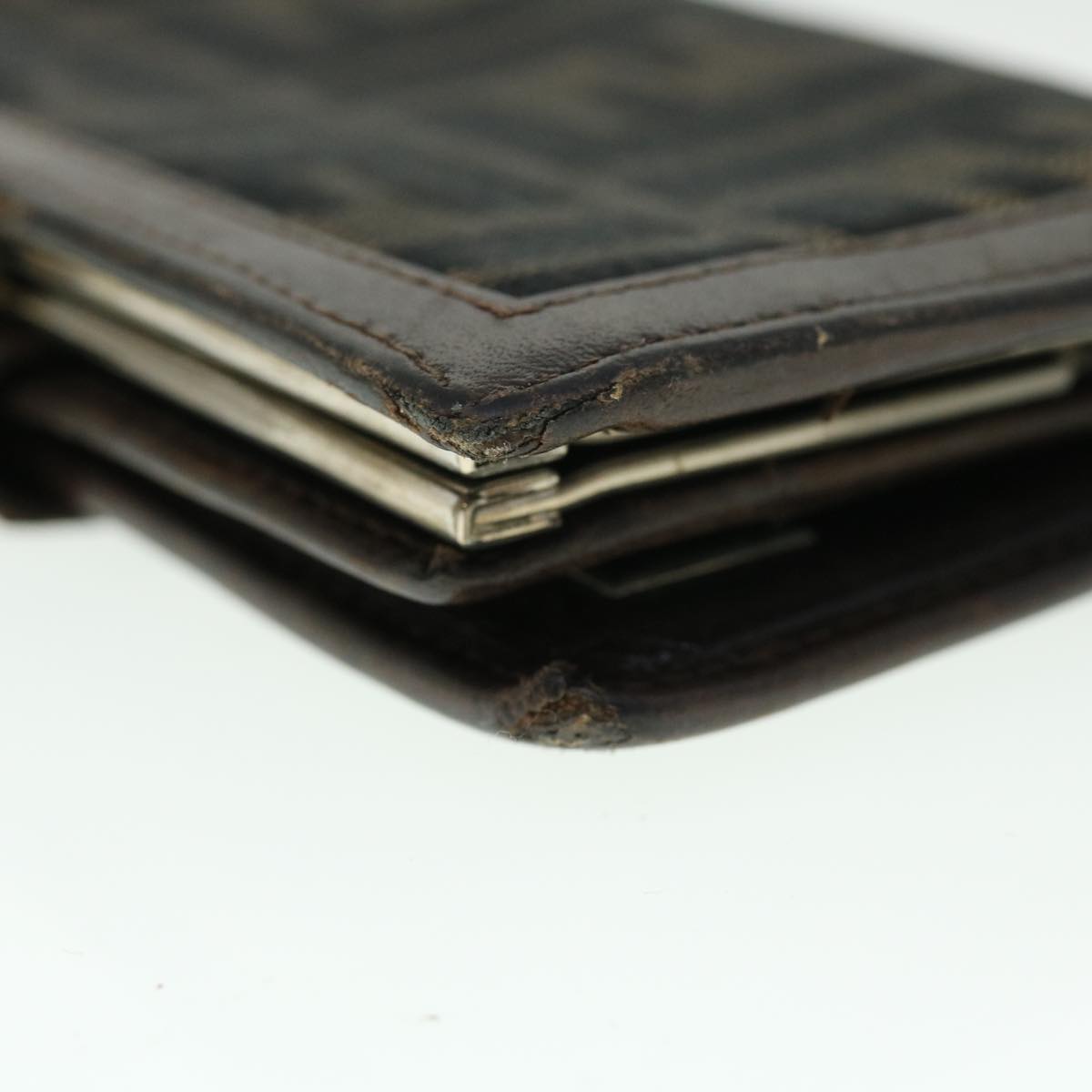 FENDI Zucca Canvas Wallet Black Brown 50849