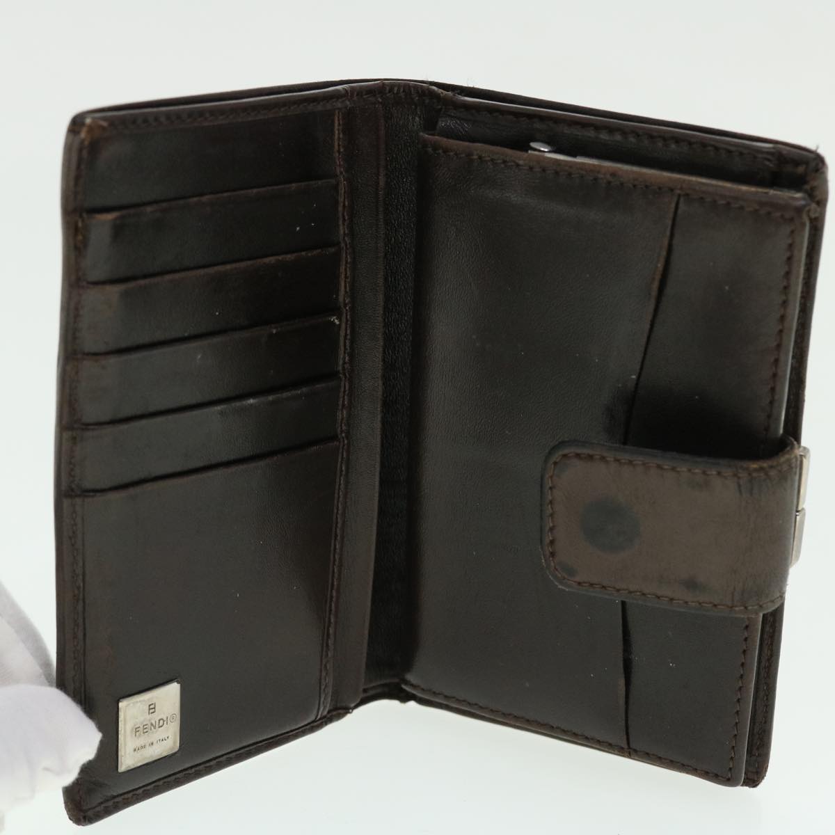 FENDI Zucca Canvas Wallet Black Brown 50849