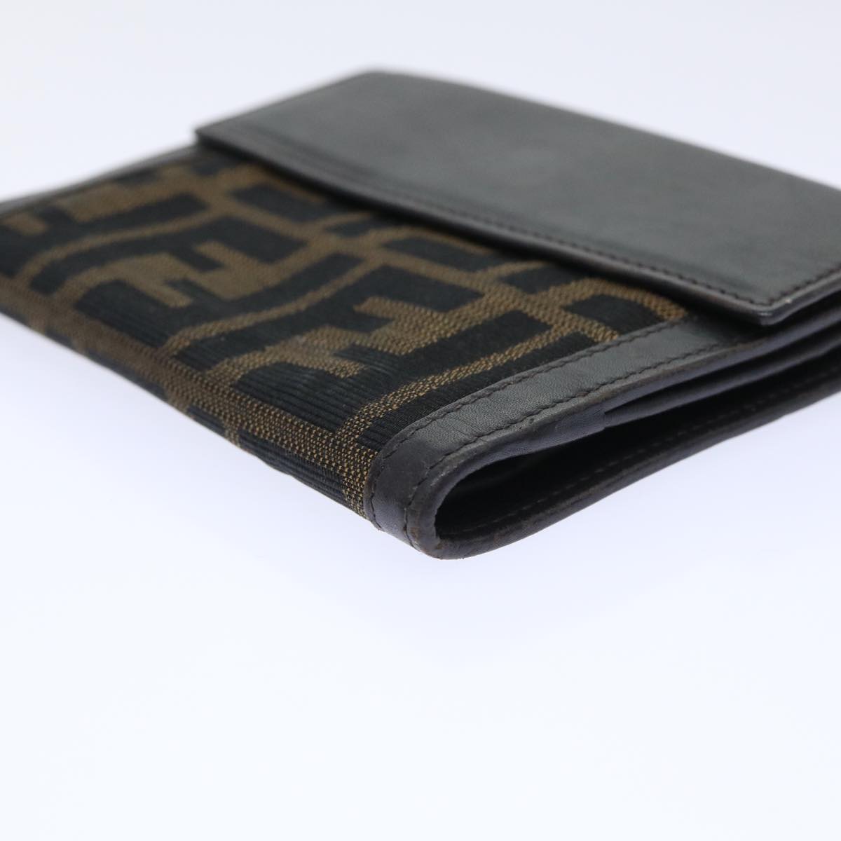 FENDI Zucca Canvas Wallet Black Brown 50855