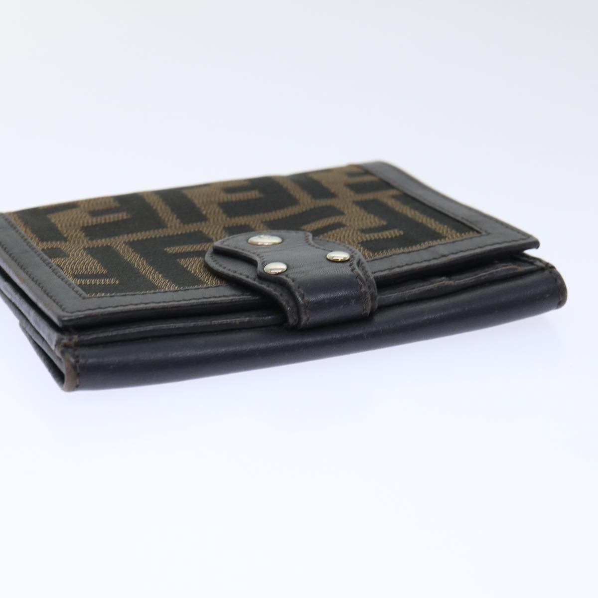 FENDI Zucca Canvas Wallet Black Brown 50855