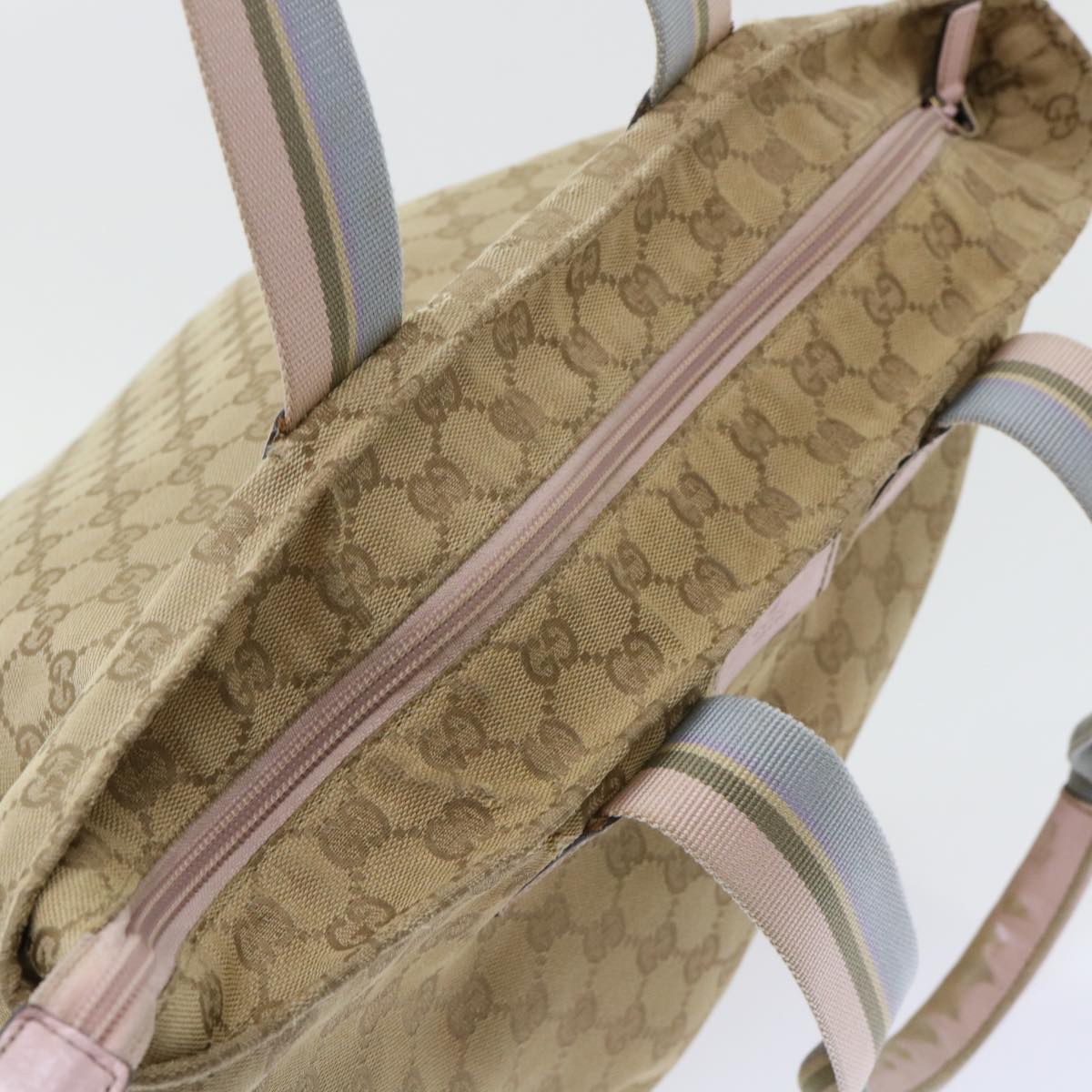 GUCCI GG Canvas Tote Bag Beige Pink 131231 51005