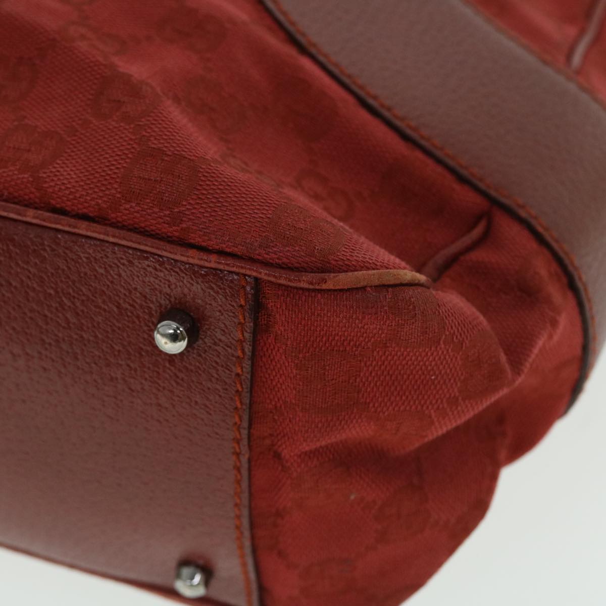 GUCCI GG Canvas Hand Bag Leather Red 113011 2684 51007