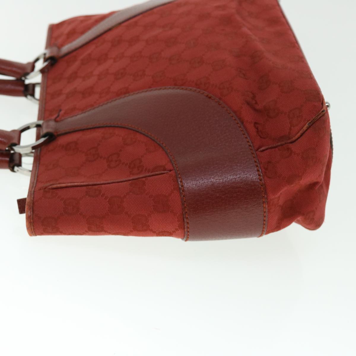 GUCCI GG Canvas Hand Bag Leather Red 113011 2684 51007