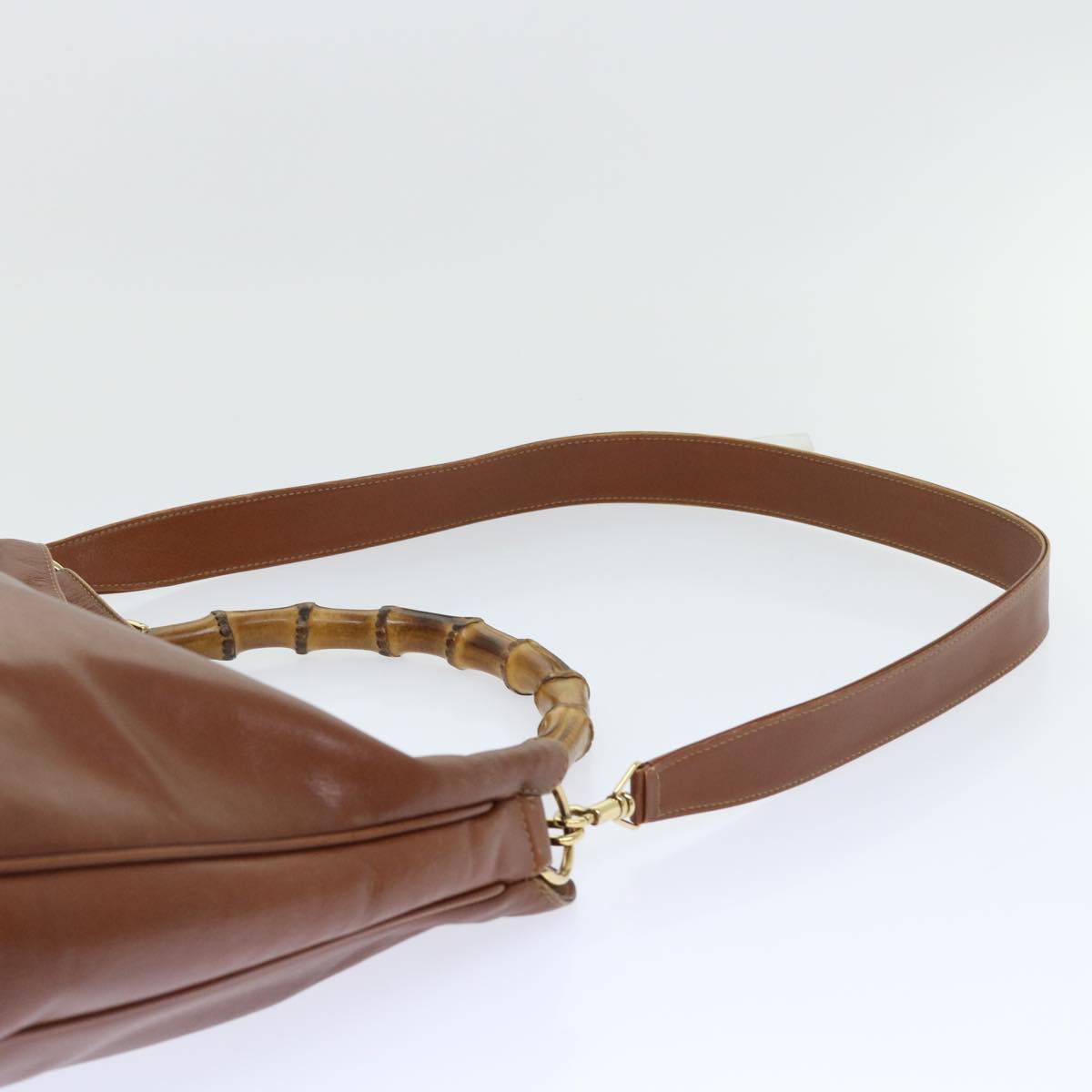 GUCCI Bamboo Shoulder Bag Leather 2way Brown 001 1998 1577 51011