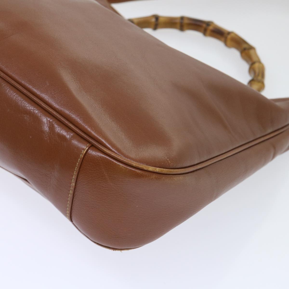 GUCCI Bamboo Shoulder Bag Leather 2way Brown 001 1998 1577 51011