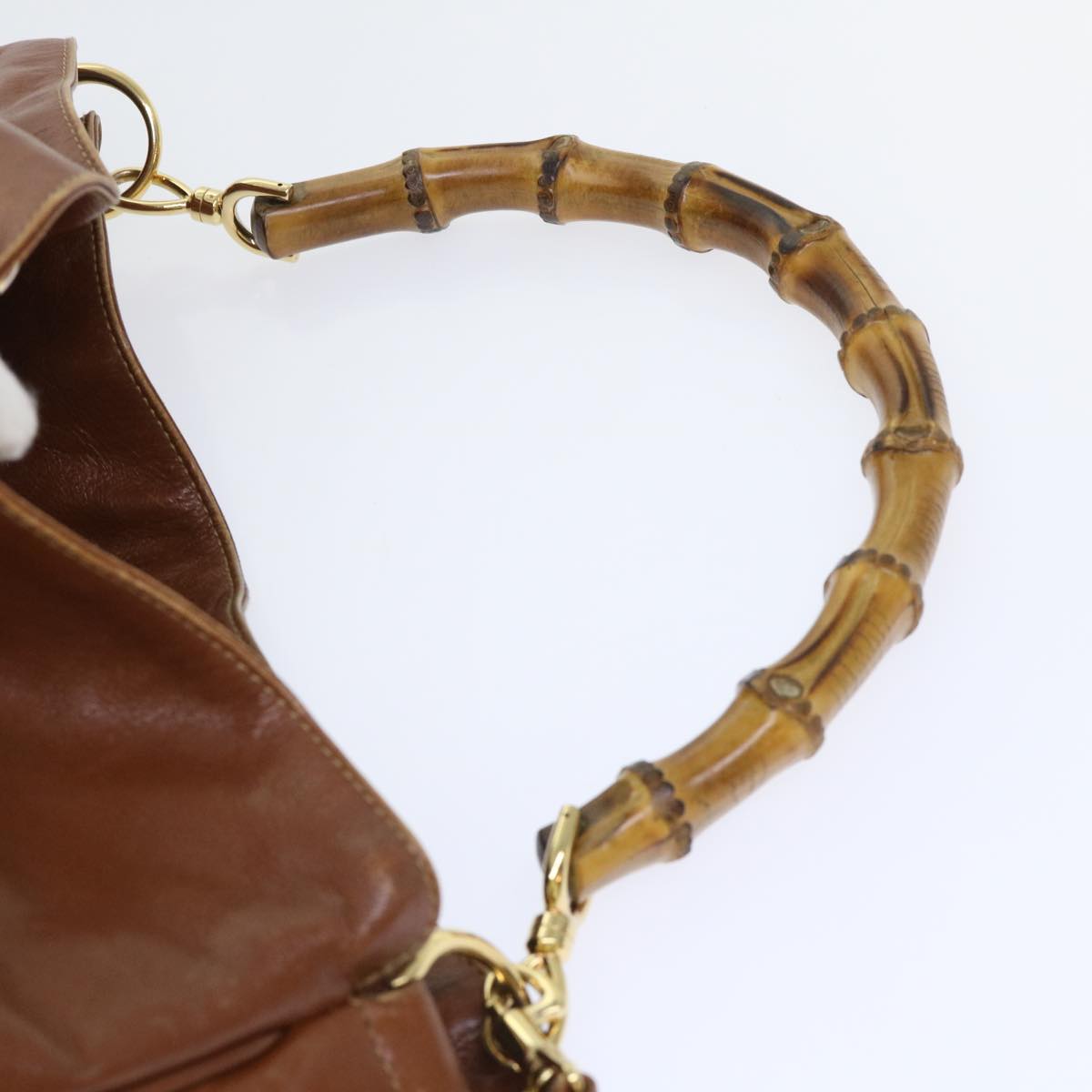 GUCCI Bamboo Shoulder Bag Leather 2way Brown 001 1998 1577 51011