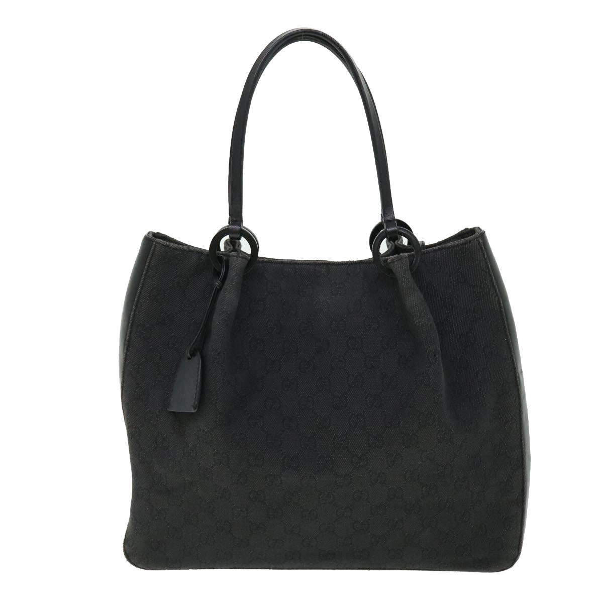GUCCI GG Canvas Tote Bag Leather Black 101920 3444 51025