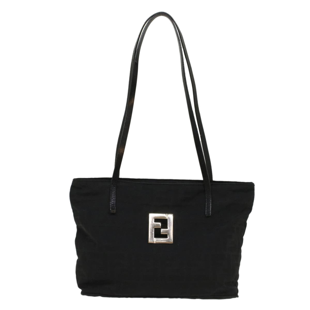 FENDI Zucca Canvas Shoulder Bag Black 51038