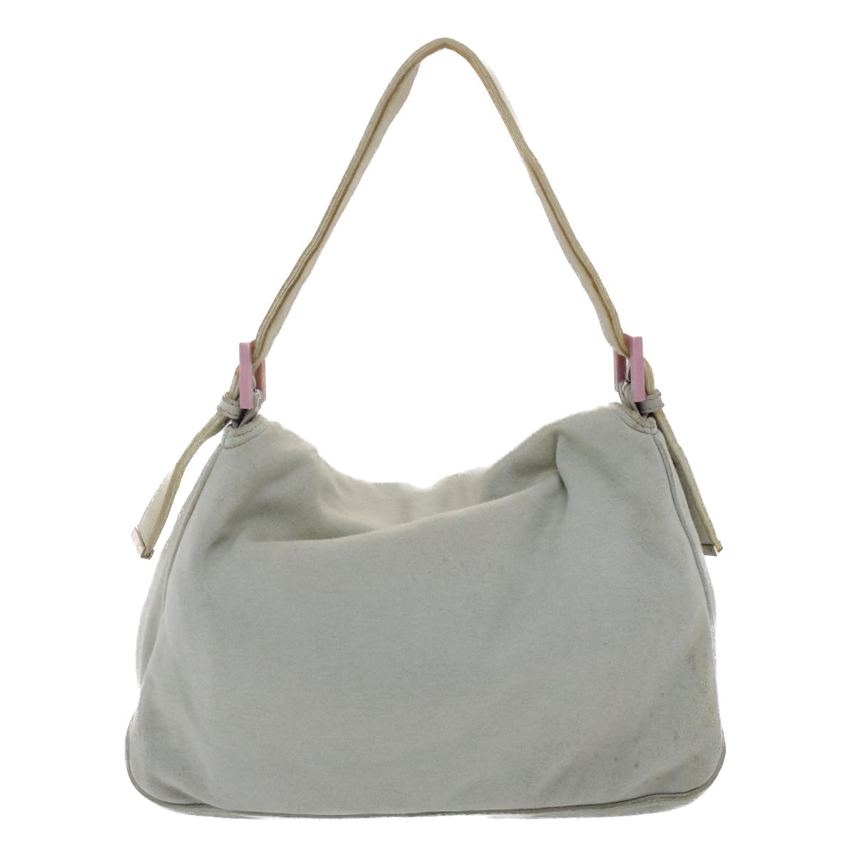 FENDI Mamma Baguette Shoulder Bag Nylon Gray 51039