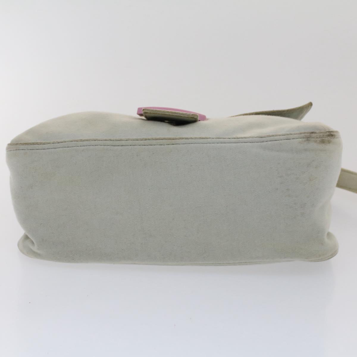 FENDI Mamma Baguette Shoulder Bag Nylon Gray 51039