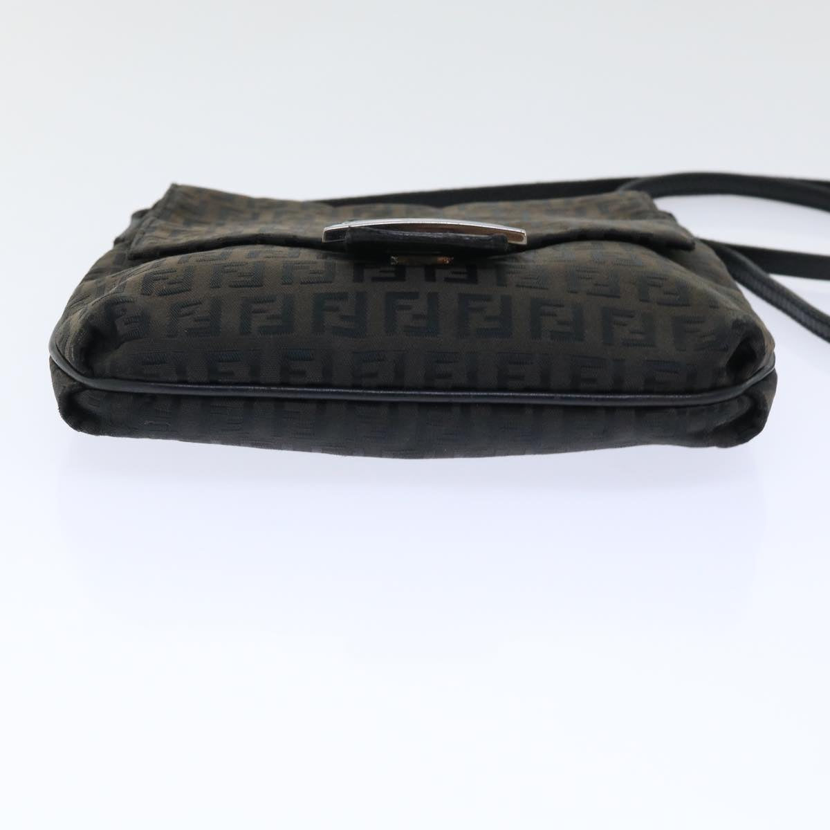 FENDI Zucchino Canvas Mamma Baguette Shoulder Bag Black 51040