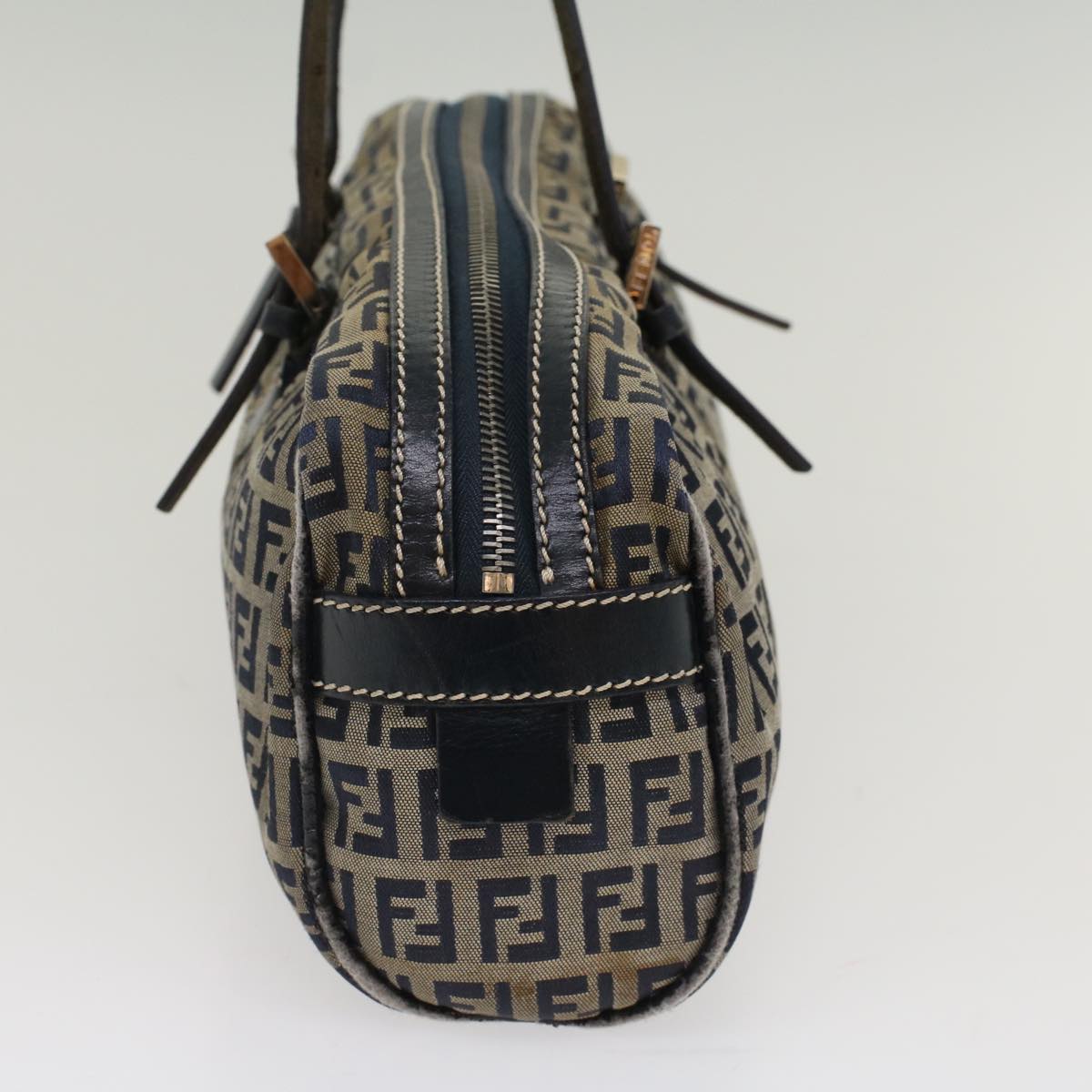 FENDI Zucchino Canvas Hand Bag Navy 51041