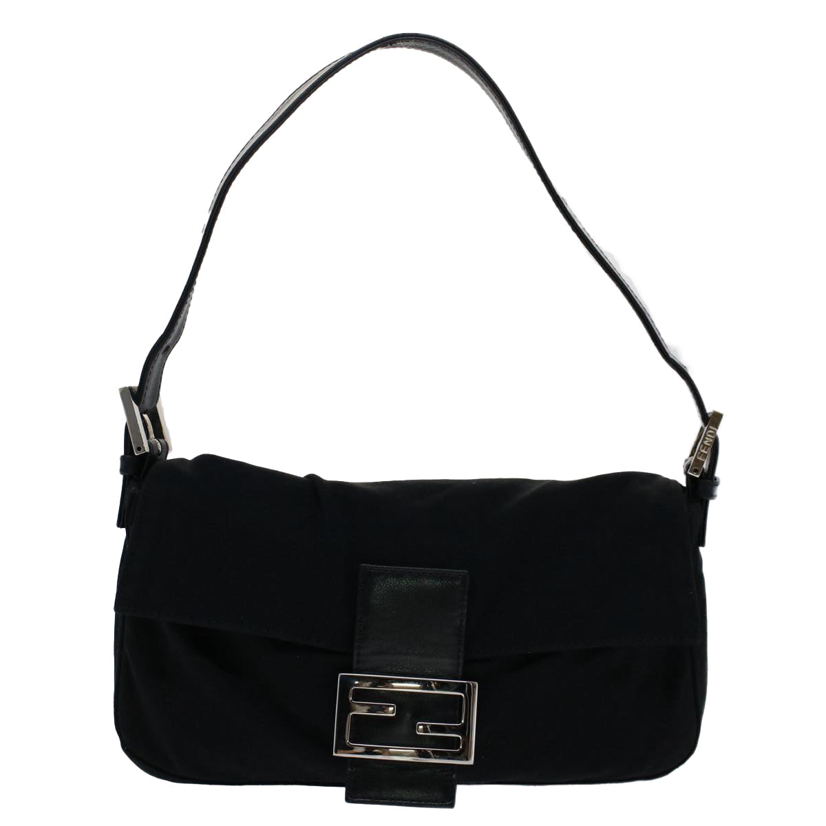 FENDI Mamma Baguette Shoulder Bag Nylon Black 51049
