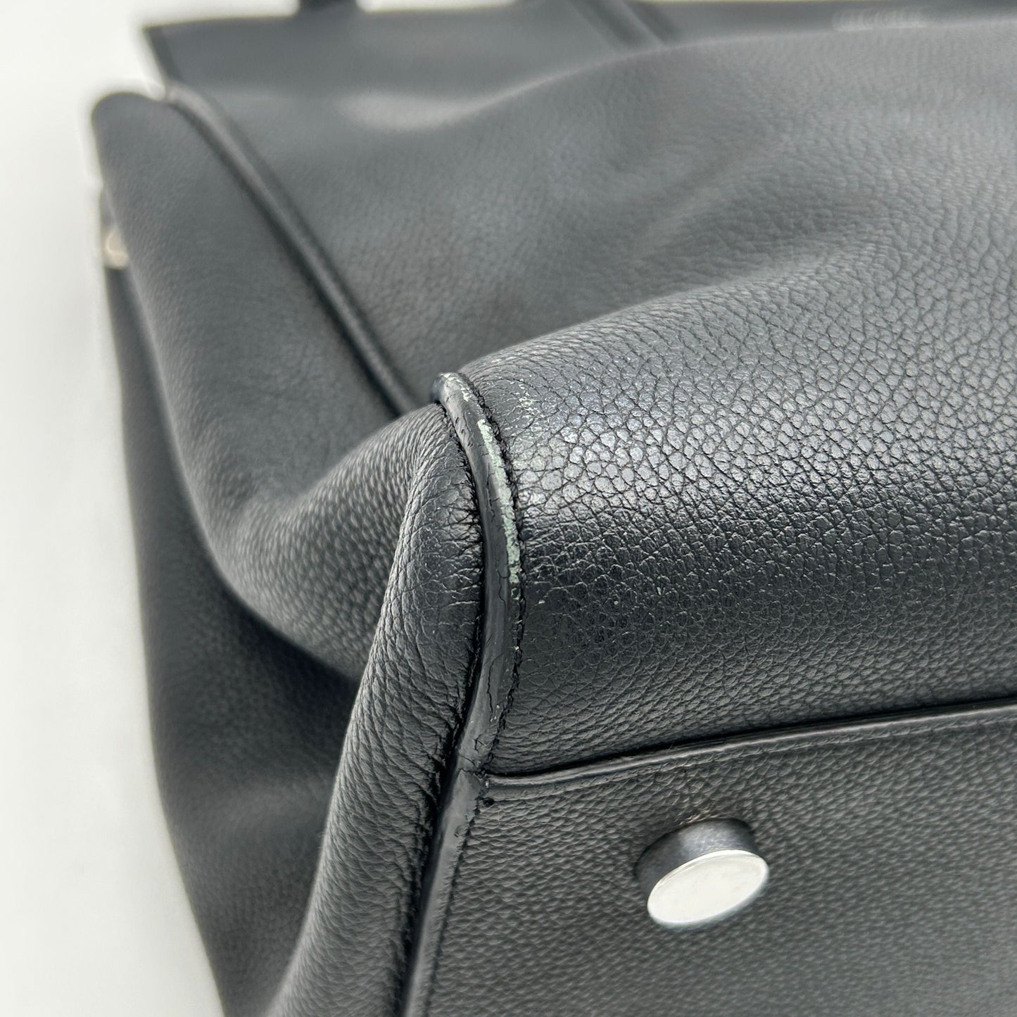 SAINT LAURENT Grained Calfskin Small Cabas Rive Gauche Black LA13279