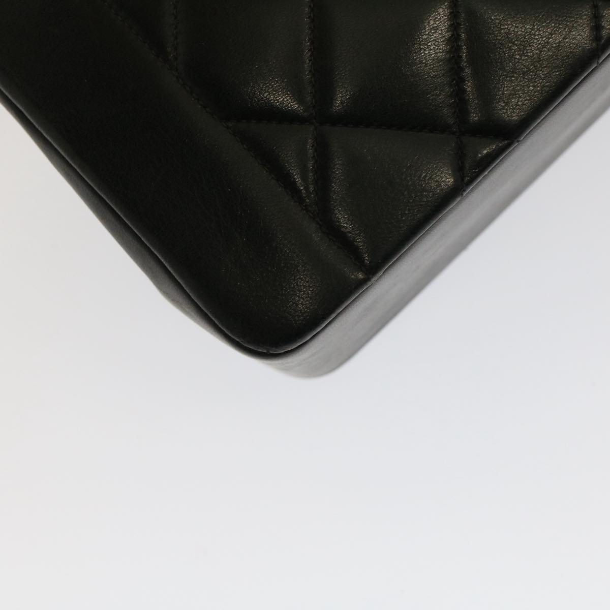 CHANEL Diana Matelasse Turn Lock Shoulder Bag Lamb Skin Black CC 51272A