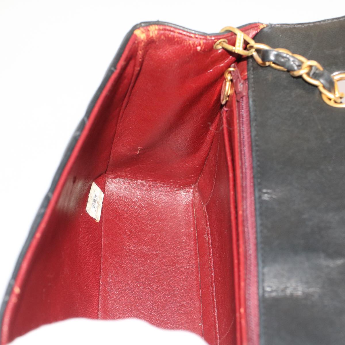 CHANEL Diana Matelasse Turn Lock Shoulder Bag Lamb Skin Black CC 51272A