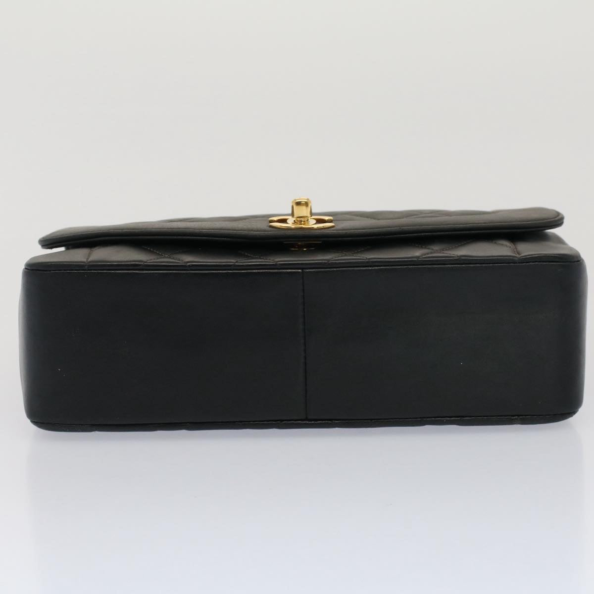 CHANEL Diana Matelasse Turn Lock Shoulder Bag Lamb Skin Black CC 51272A