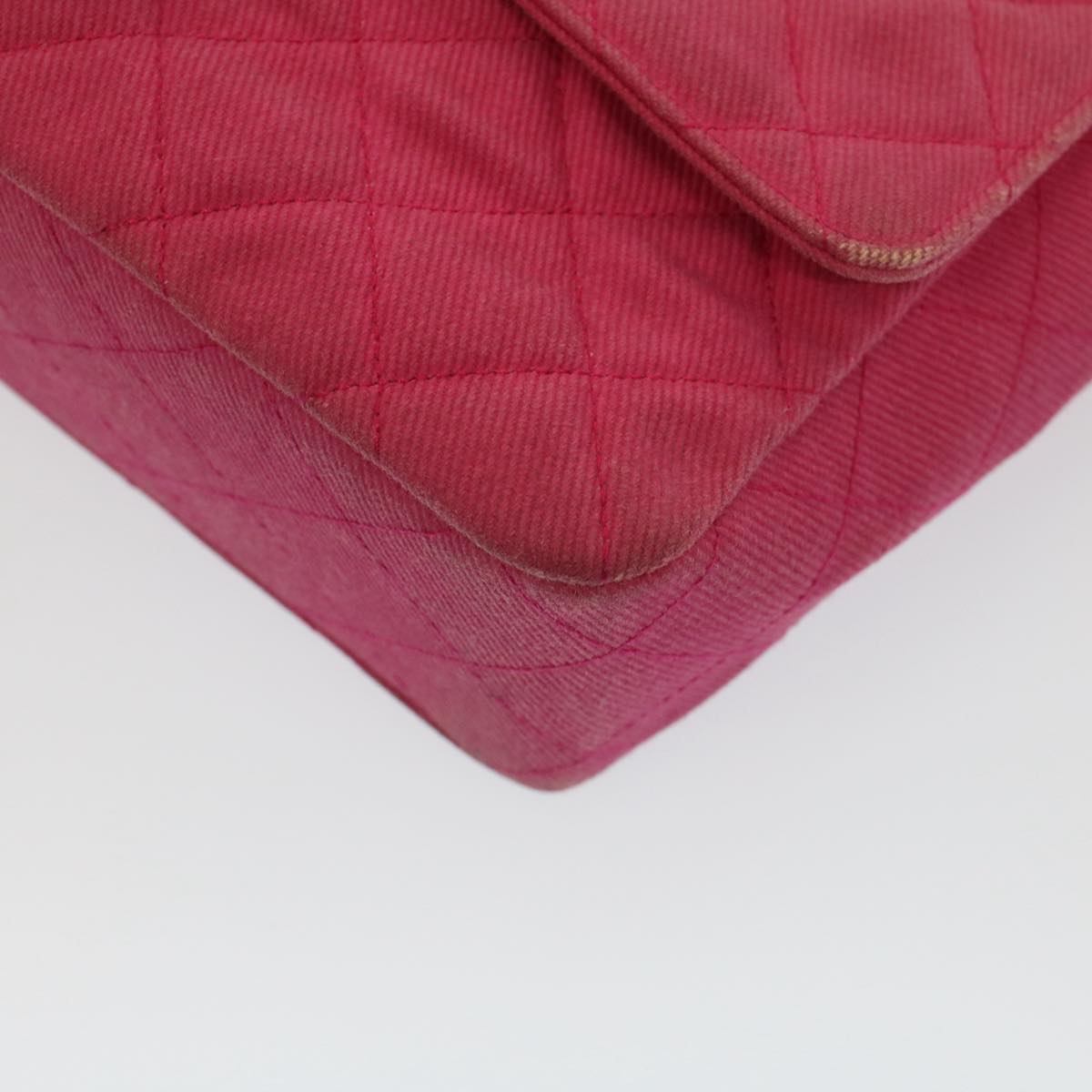 CHANEL Matelasse 25 Chain Flap Shoulder Bag Canvas Pink CC 51276A