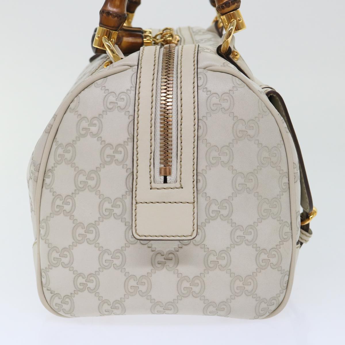 GUCCI GG Canvas Bamboo Guccissima Hand Bag White 159400 51331