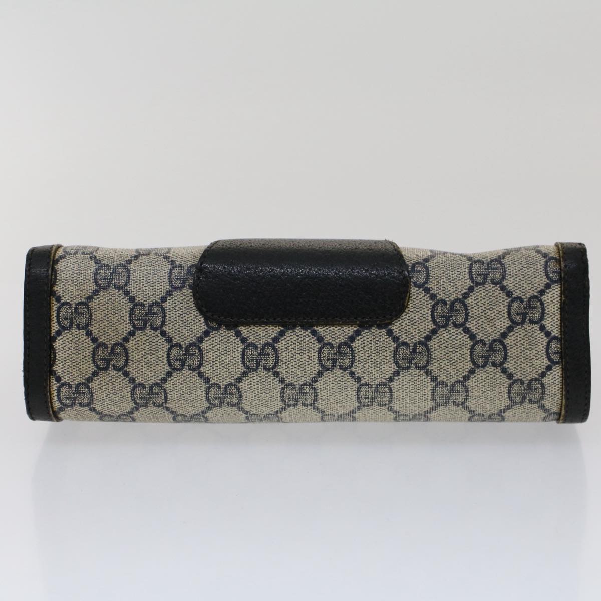 GUCCI GG Canvas Sherry Line Clutch Bag Gray Red Navy 89.01.032 51456